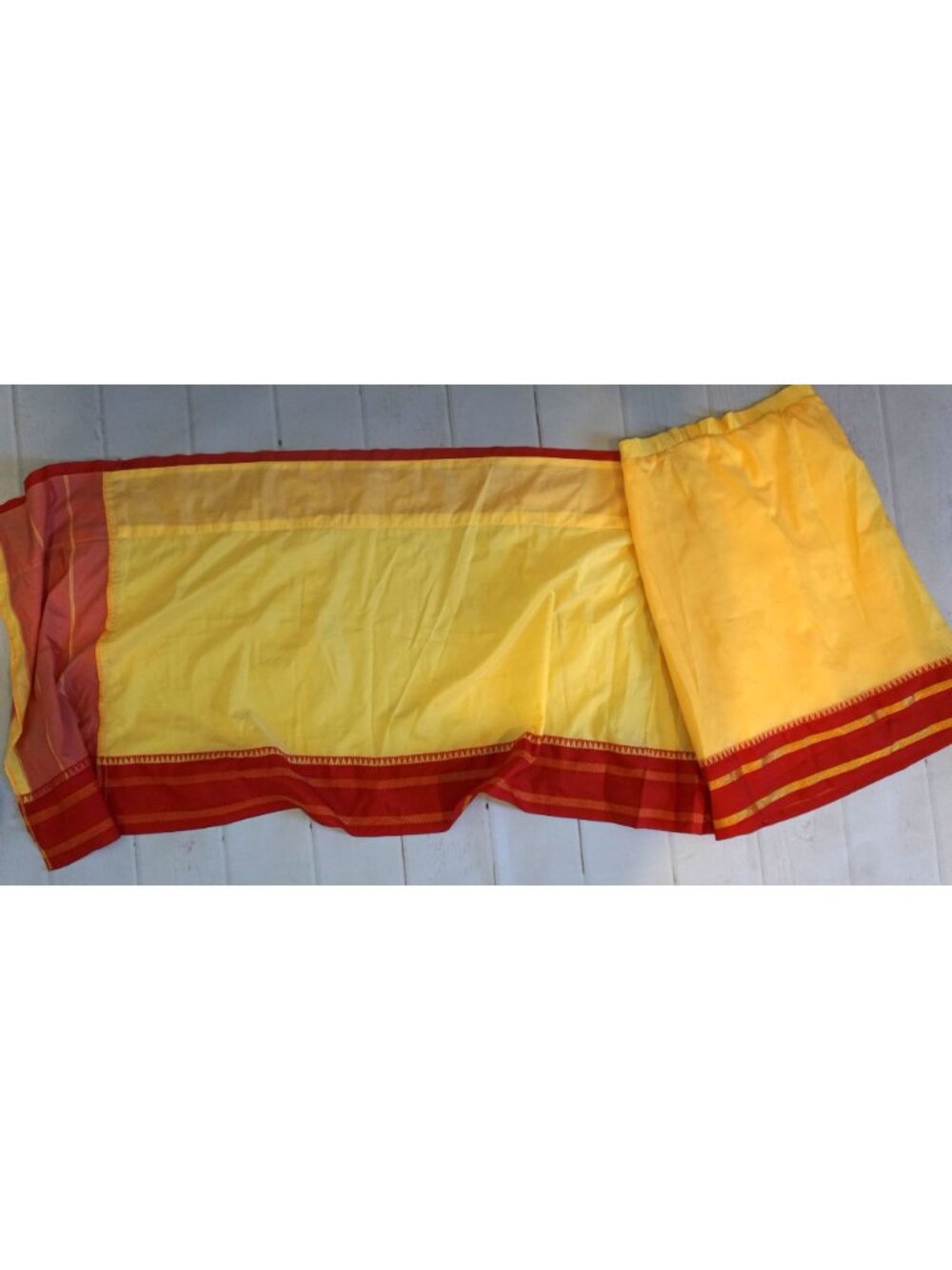 Toddler traditional Madisar Yellow & Red Saree w/ Elastic Waistband - Size 20 - Picture 3 of 4